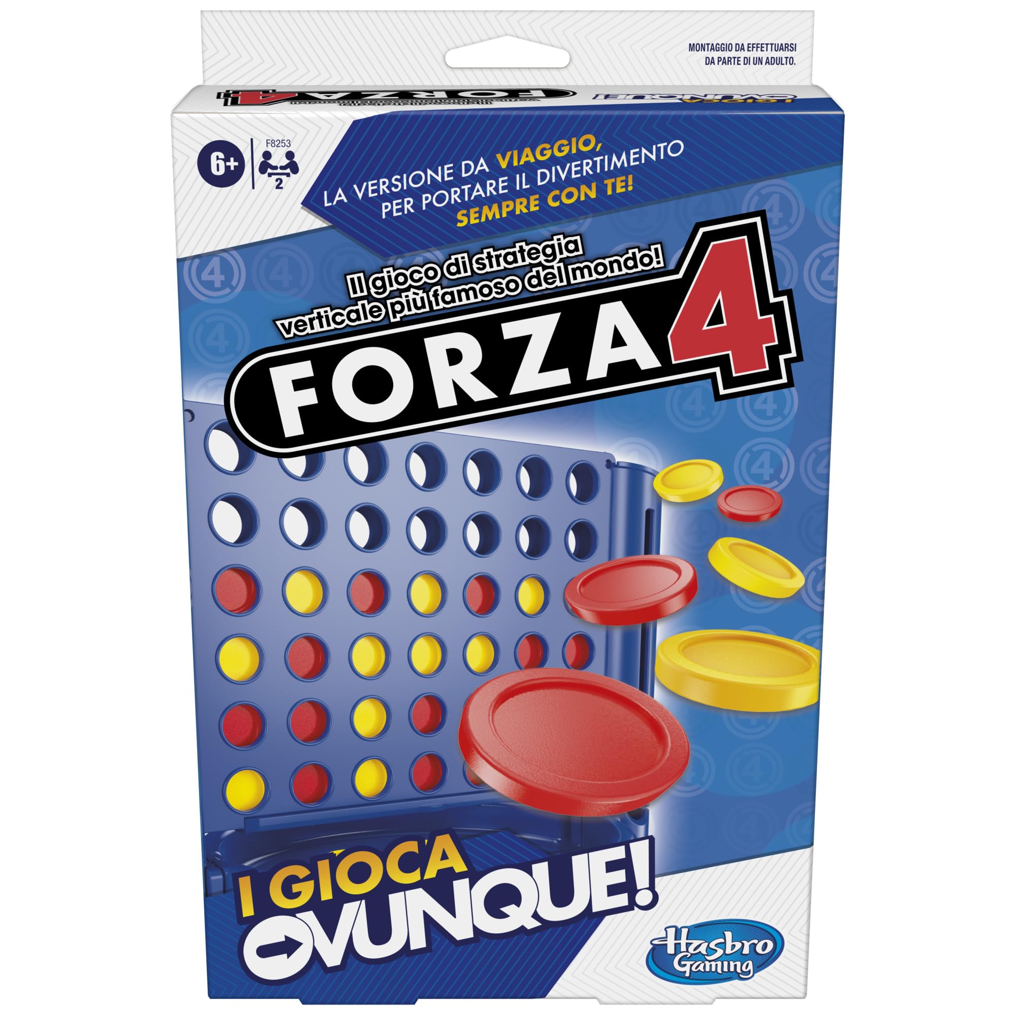 Hasbro Gaming Forza 4, I Play Anywhere, Portable Game, Travel Board Games for Children and Girls Ages 6 and up, Vertical Strategy Toy for 2 Players