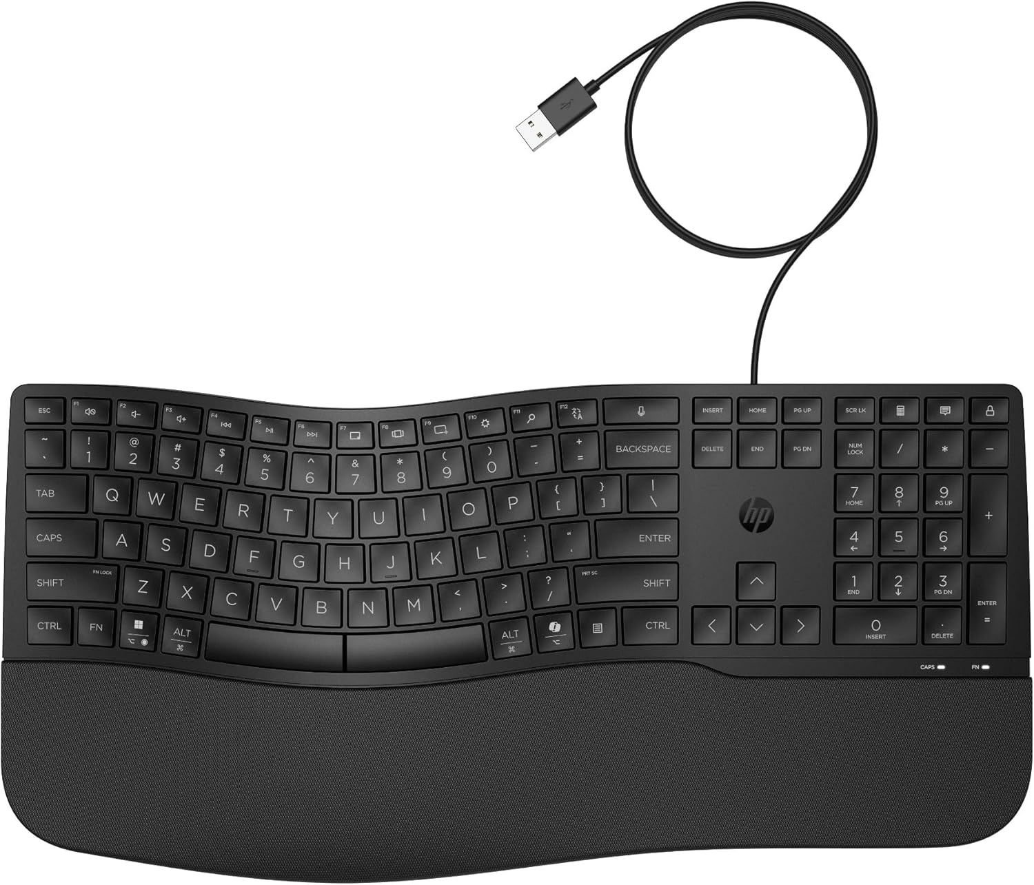 HP 480 Tastiera Comfort, Connessione Cablata USB-A con Cavo da 1,5 m, Multi-Dispositivo, Qwerty, 23 Tasti Programmabili, 12 Milioni di Pressioni, Windows 10 e 11, iOS, Chrome OS, MacOS, Nera
