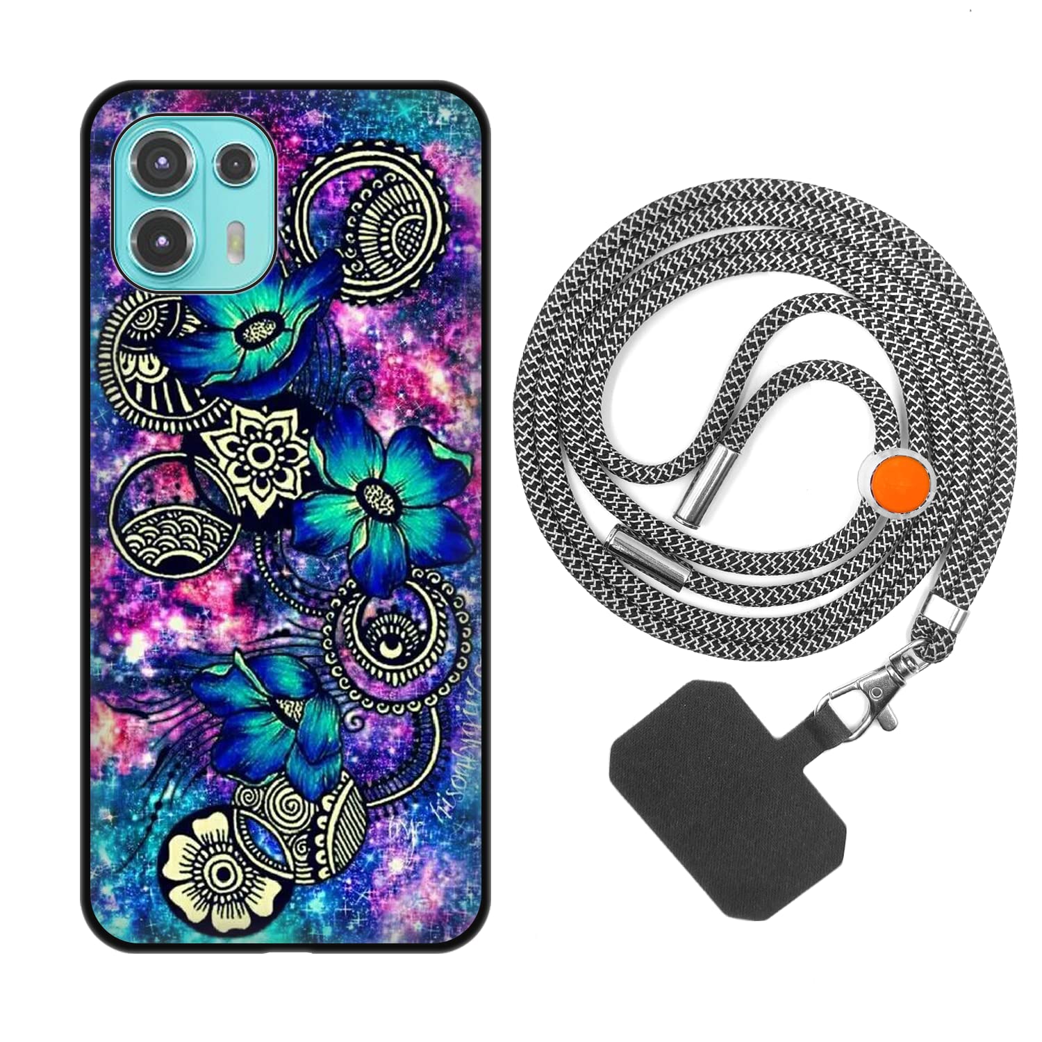 Custodia Collana per Cellulare Compatibile con Motorola Moto Edge 20 - Cover Silicone TPU Protettiva Trasparente - Custodia indossabile per Collo - Case a Tracolla con Cordina, Nero