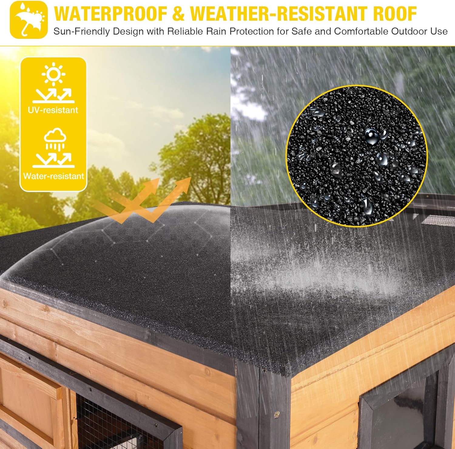 Aivituvin Large Catio Cat Enclosure Window for Outdoor Cats, Weatherproof Cat House with Roof, Resting Platforms & Windows, Indestructible Feral Cat Shelter for Backyard - Black and Brown