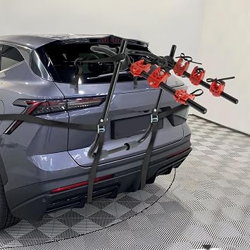 Bike Rack for Car,3-Bike Trunk Mount Rack Rear Bike Rack for SUV,Carbon Steel & Nylon Car 3-Bike Rack for Trunks/SUVs/Minivans