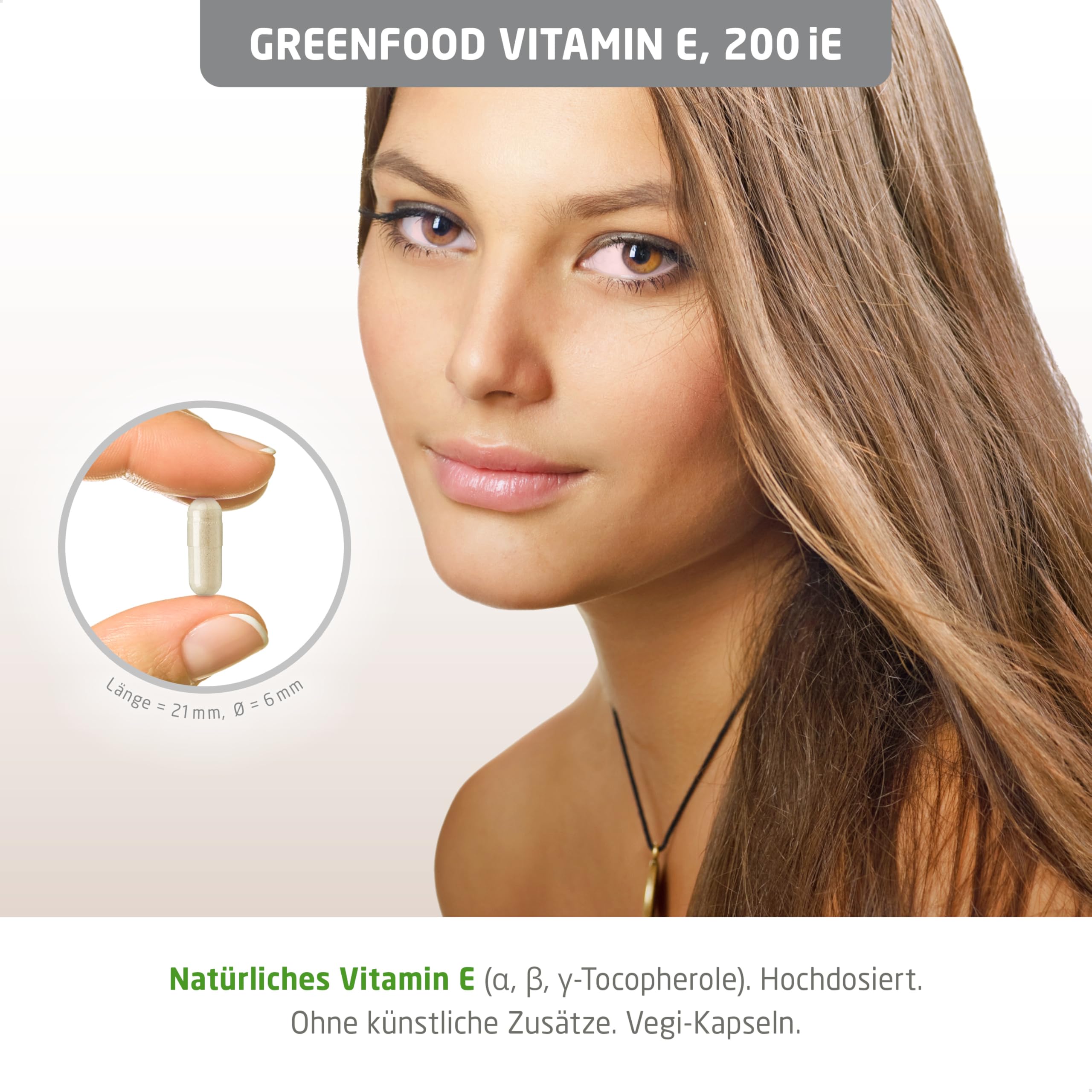 Vitamin E, hochdosiert, 200iE - 120 Kapseln, vegan. Natürliches Tocopherol – schützt die Zellen vor oxidativem Stress. OHNE künstliche Zusätze - laborgeprüft. Von Greenfood.