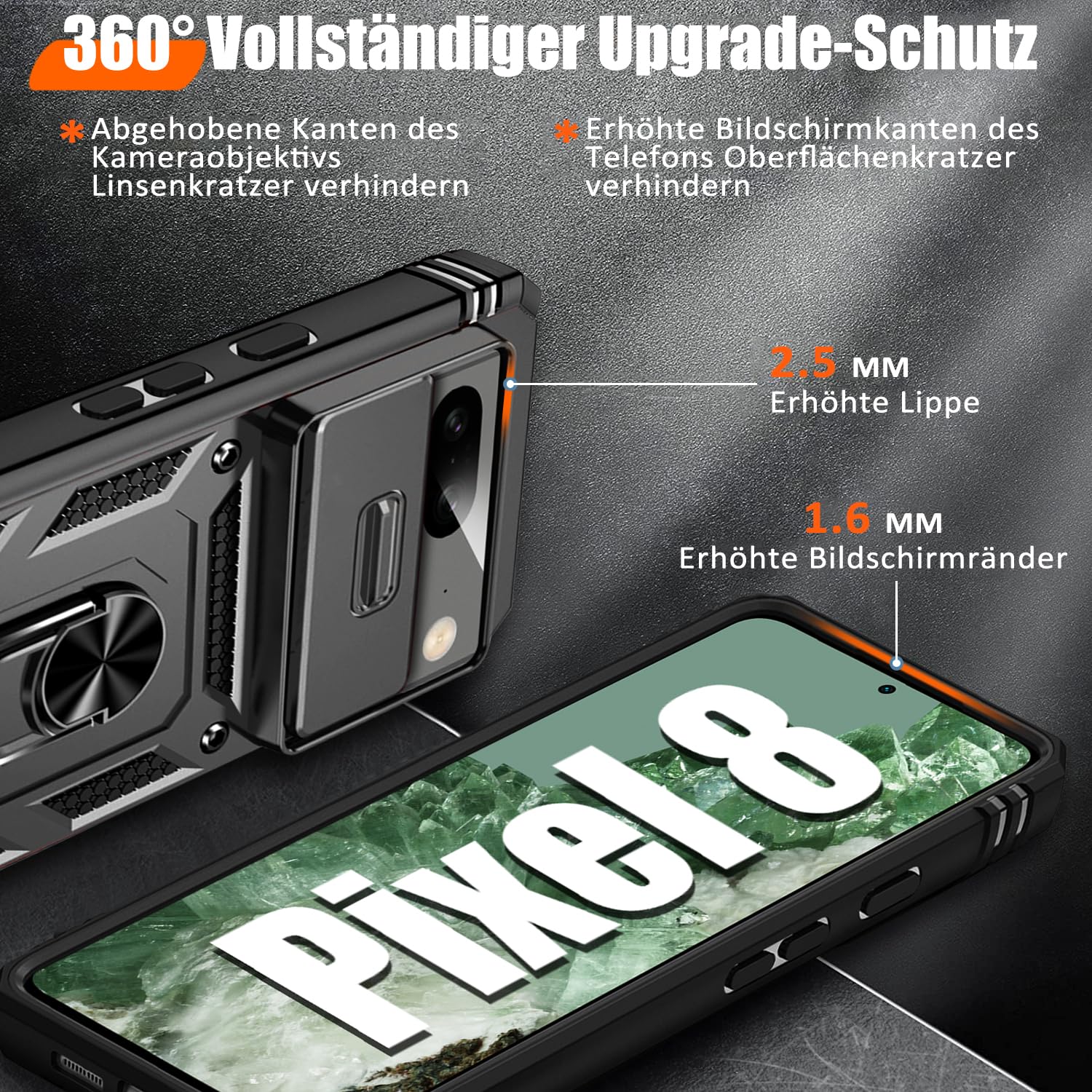 Custodia In Pelle PU Per Google Pixel 8 Con Portafoglio E Supporto – Include Pellicola Protettiva, Nero