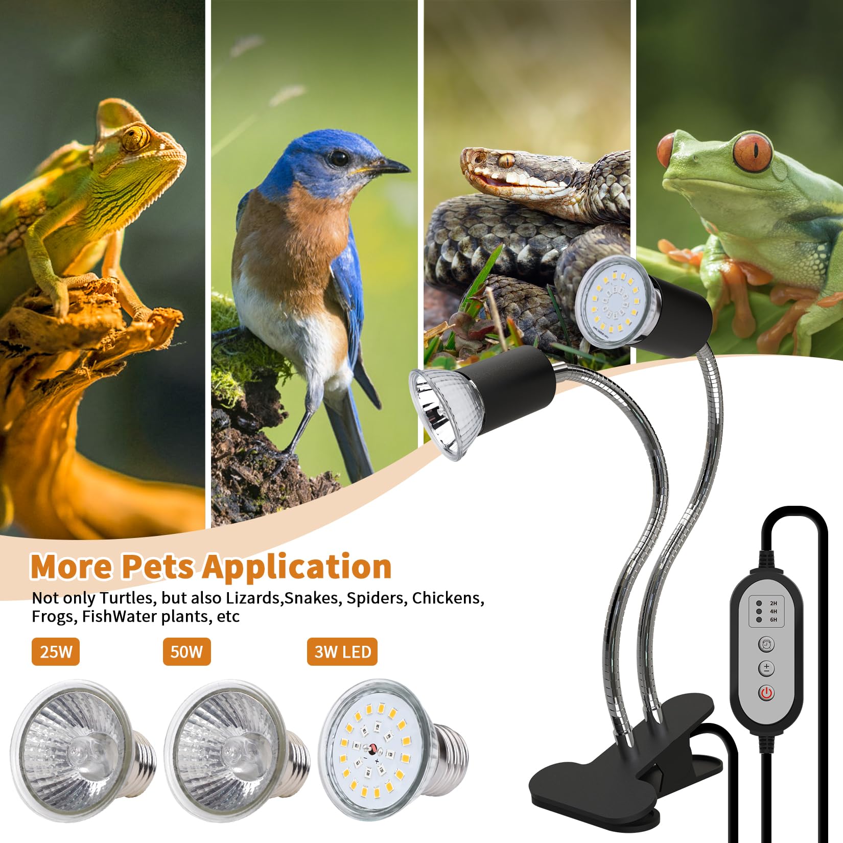 Lámpara De Calor Para Reptiles Con Cesta Protectora - Casquillo E27, 20.5x10 Cm, Voltaje 220-230V, Metal Resistente