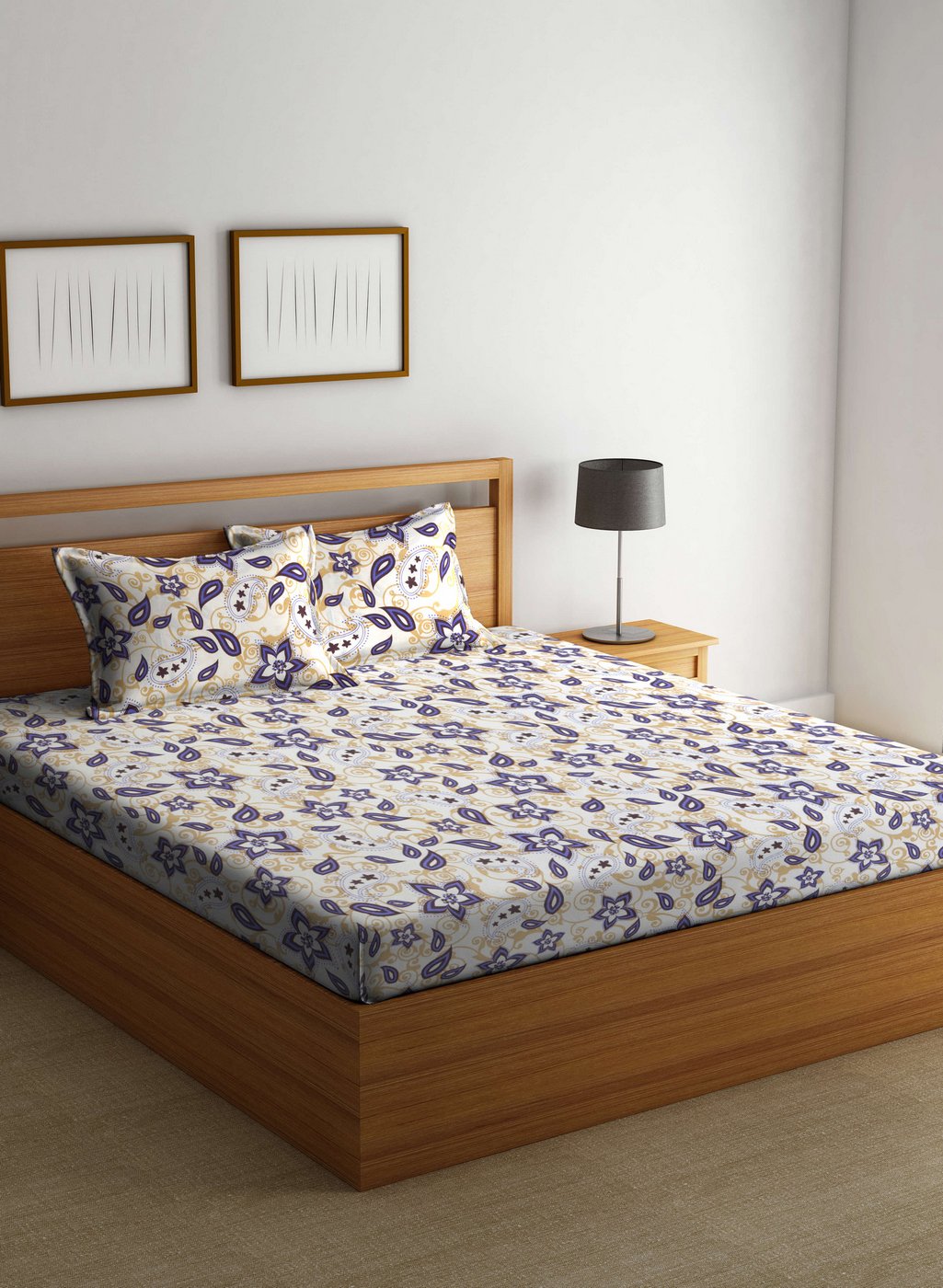 Buy Bombay Dyeing Blumen 104 TC Cotton Double Bedsheet with 2 Pillow