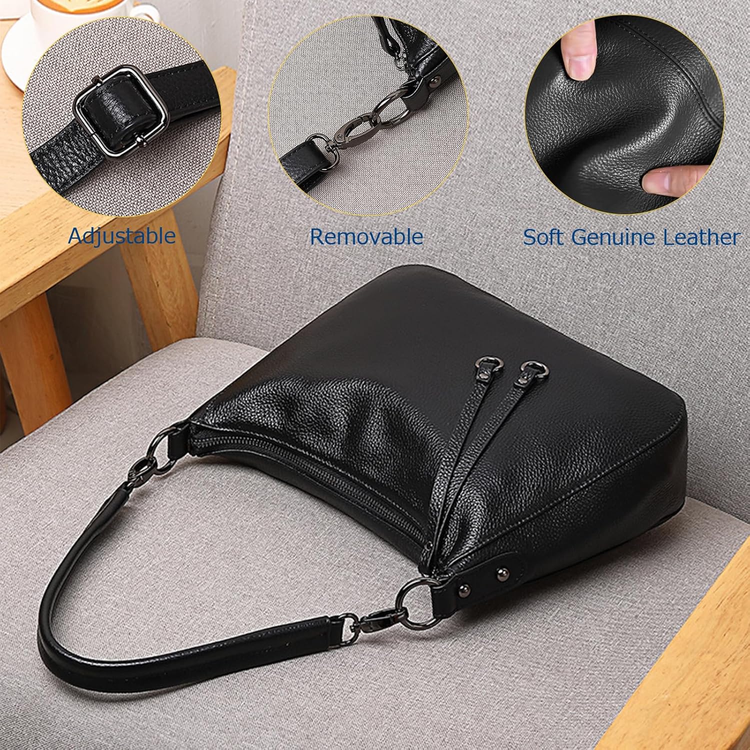 Genuine Leather Hobo Purses for Women Large Crossbody Bag Treny Tote Shoulder Satchel Bag - Image 6
