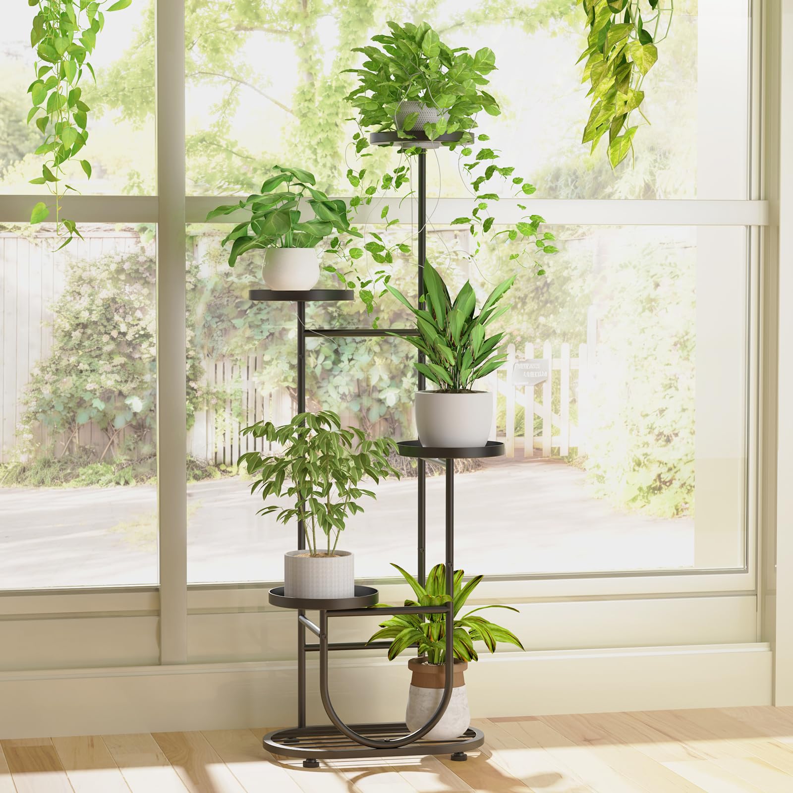 Estante para plantas 5 níveis metal preto