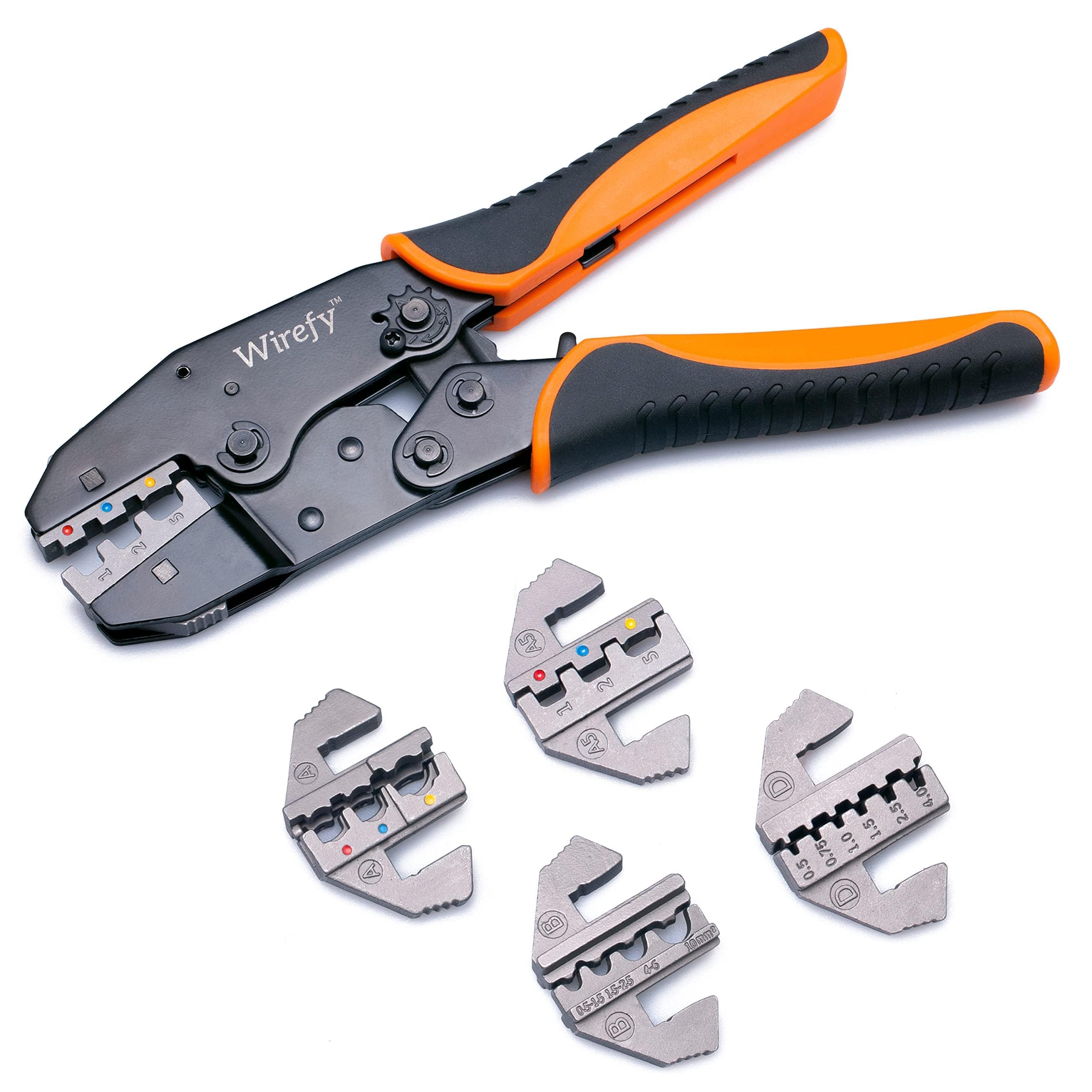 Wirefy Crimping Tool Set 5 PCS - Ratcheting Wire Crimper - for Heat Shrink, Nylon, Non-Insulated Connectors, Ferrule Terminals
