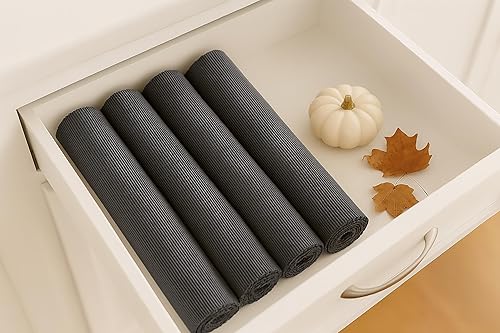 Miniatura 5 de PurpleEssences Juego de 4 manteles individuales acanalados 100 % algodón, 13 x 19 pulgadas, manteles individuales gruesos y duraderos para comedor,