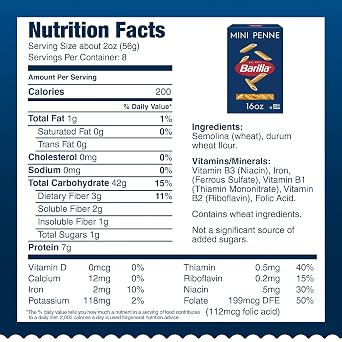 Barilla Mini Penne Pasta, Non-GMO Kosher Pasta, 16oz. (12PK)