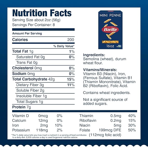 Barilla Mini Penne Pasta, Non-GMO Kosher Pasta, 16oz. (12PK)
