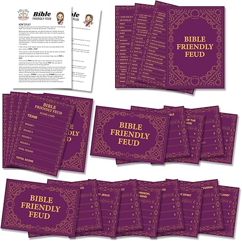 BEUFSE BISC006 - Suministros de juego de feud amigable con la Biblia para adultos y adolescentes, concurso de feudo, disputa familiar de la iglesia,
