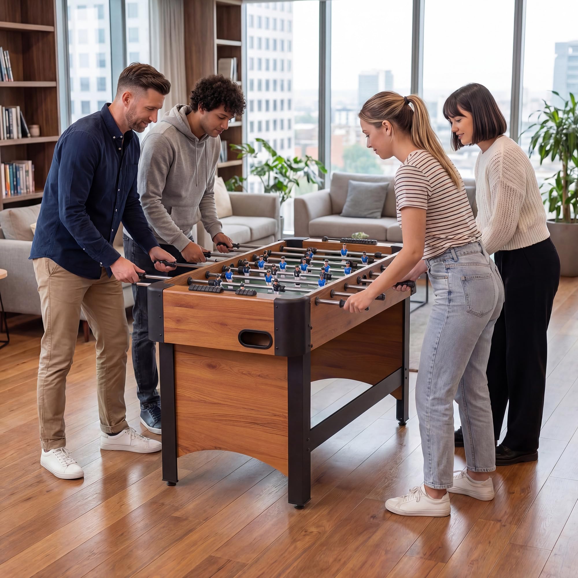GOPLUS Futbolín de Mesa Madera 103x58x79 cm con 2 Pelotas y 22 Jugadores