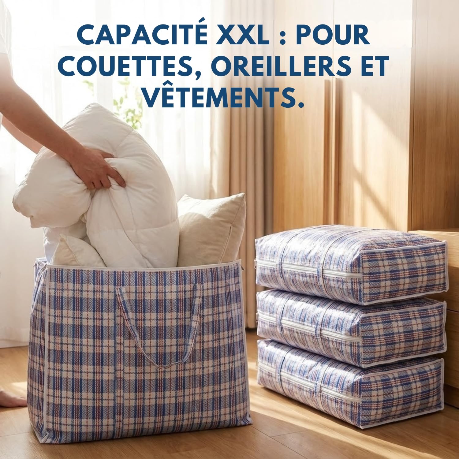 Lot de Grand Sac de Rangement, sac de Vêtements, sac de Déménagement ou de voyage (Unique, 12, Sacs)