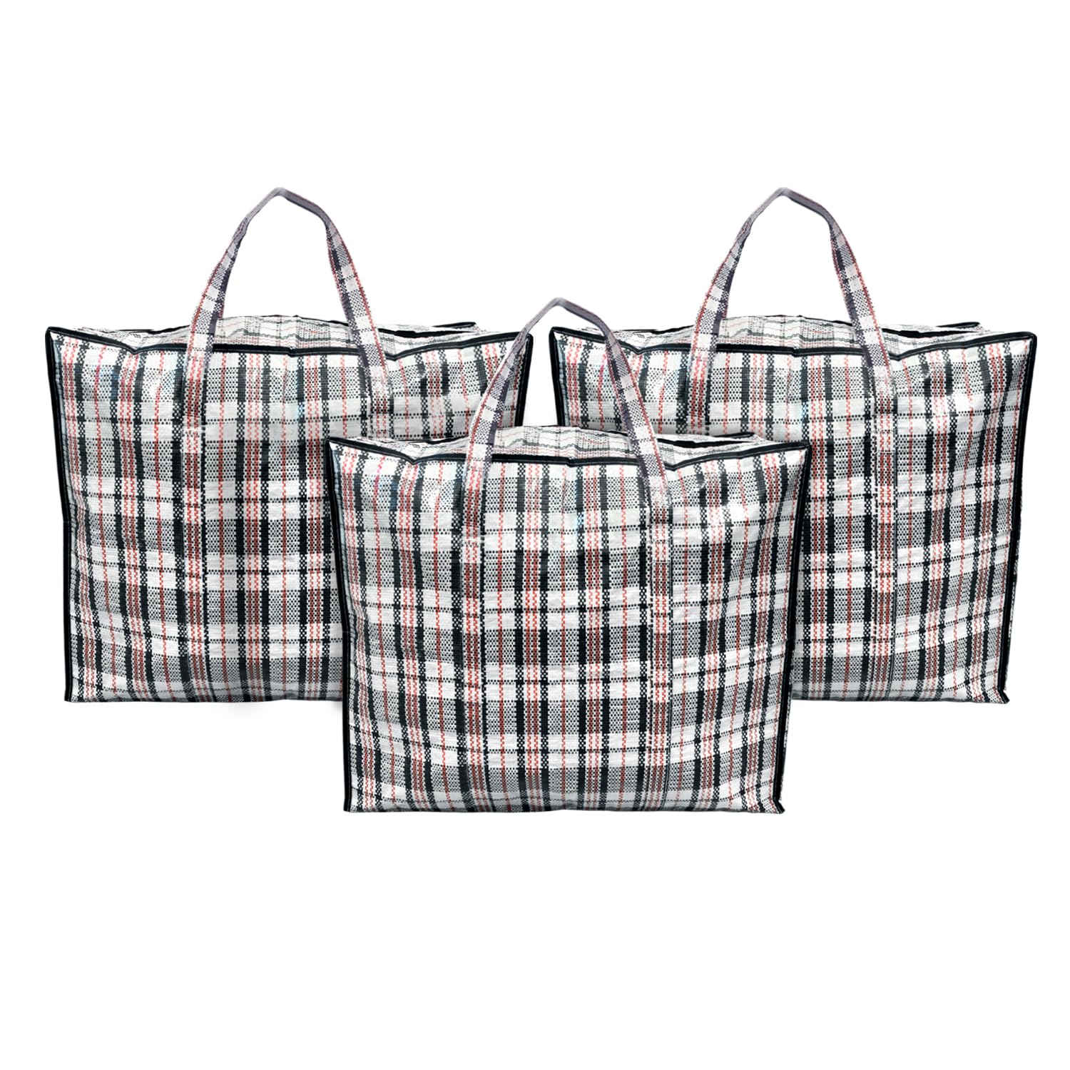 ANSIO Laundry Storage Bags Reusable Laundry Bags with Zips Ideal for Moving House Clothing & Wardrobe Storage (60L x 25W x 50H cm) (Pack of 3)