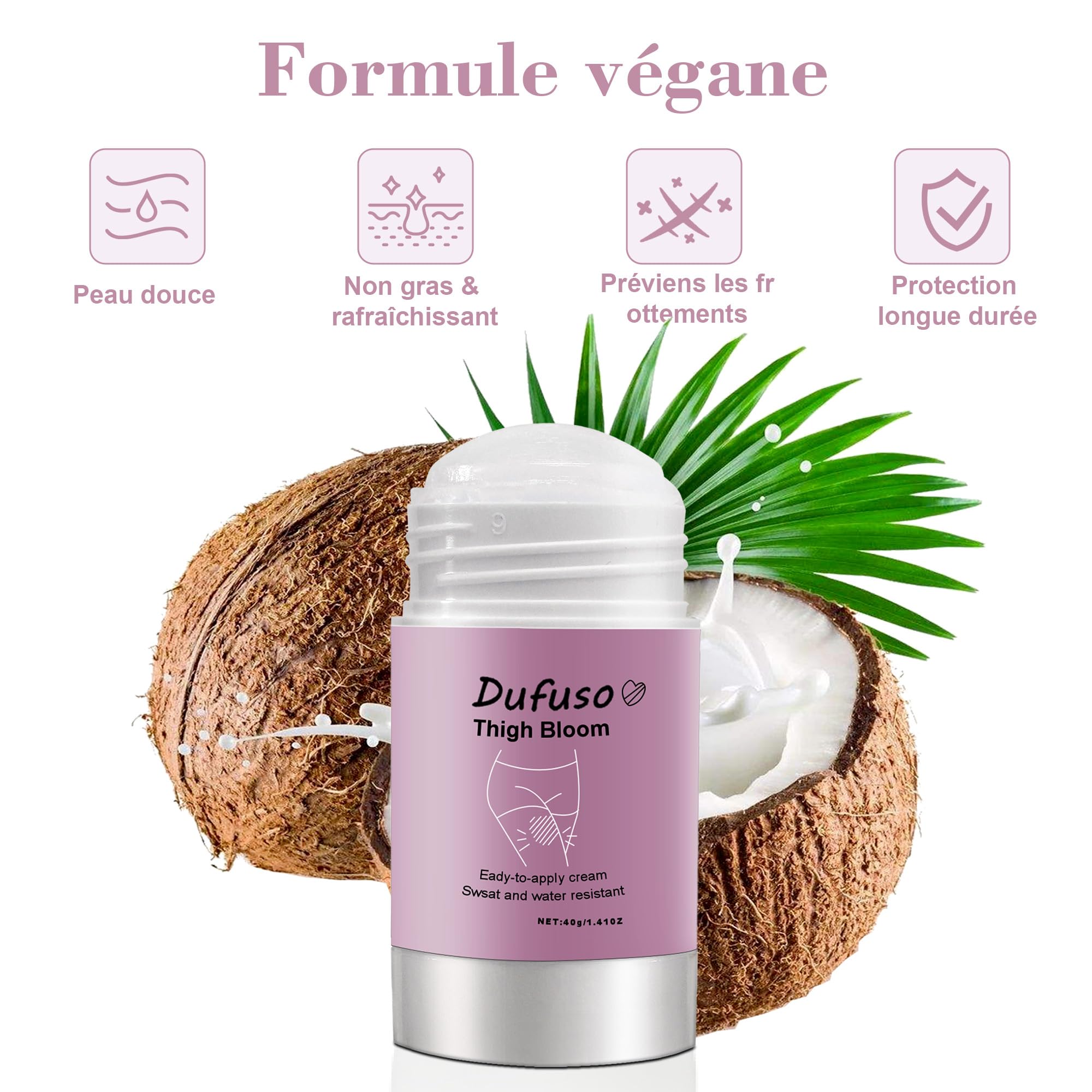 Stick Anti Frottement Cuisse, Prévient les Frottements et les Irritations Cutanées, Prévient Efficacement les Frottements et les Ampoules, pour les Cuisses, les épaules, La Poitrine, les Pieds - 5