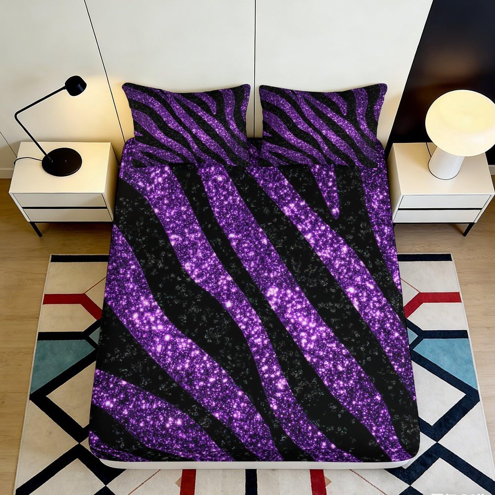 3D Printed Starry Fitted Sheet Microfiber Deep Pocket Bedroom Bedding Zodiac Mattress Fitted Cover Non-Slip Wrap 120x200x25cm