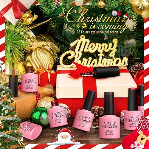 Miniatura 10 de AIMEILI Galaxy Paranoid Collection Soak Off Esmalte de uñas de gel transparente con purpurina para regalo de Navidad, juego de 6 piezas x 0.3 fl oz