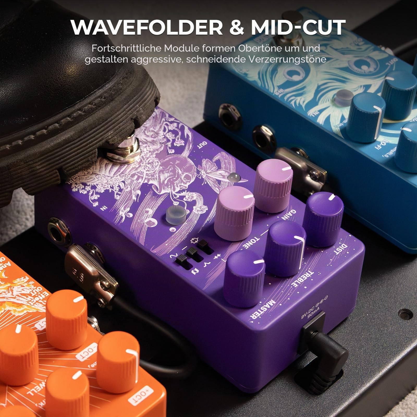 Gnash Dual-Channel Analog Distortion Pedal | Seriell/Parallel High-Gain Drive mit Wavefolder & Mid-Cut | Vollanaloges Through-Hole-Design für Profi-Pedalboards | Serie/Parallel High - Gain Drive Channels mit True Bypass - für Bass & E-Gitarre, für Metal,