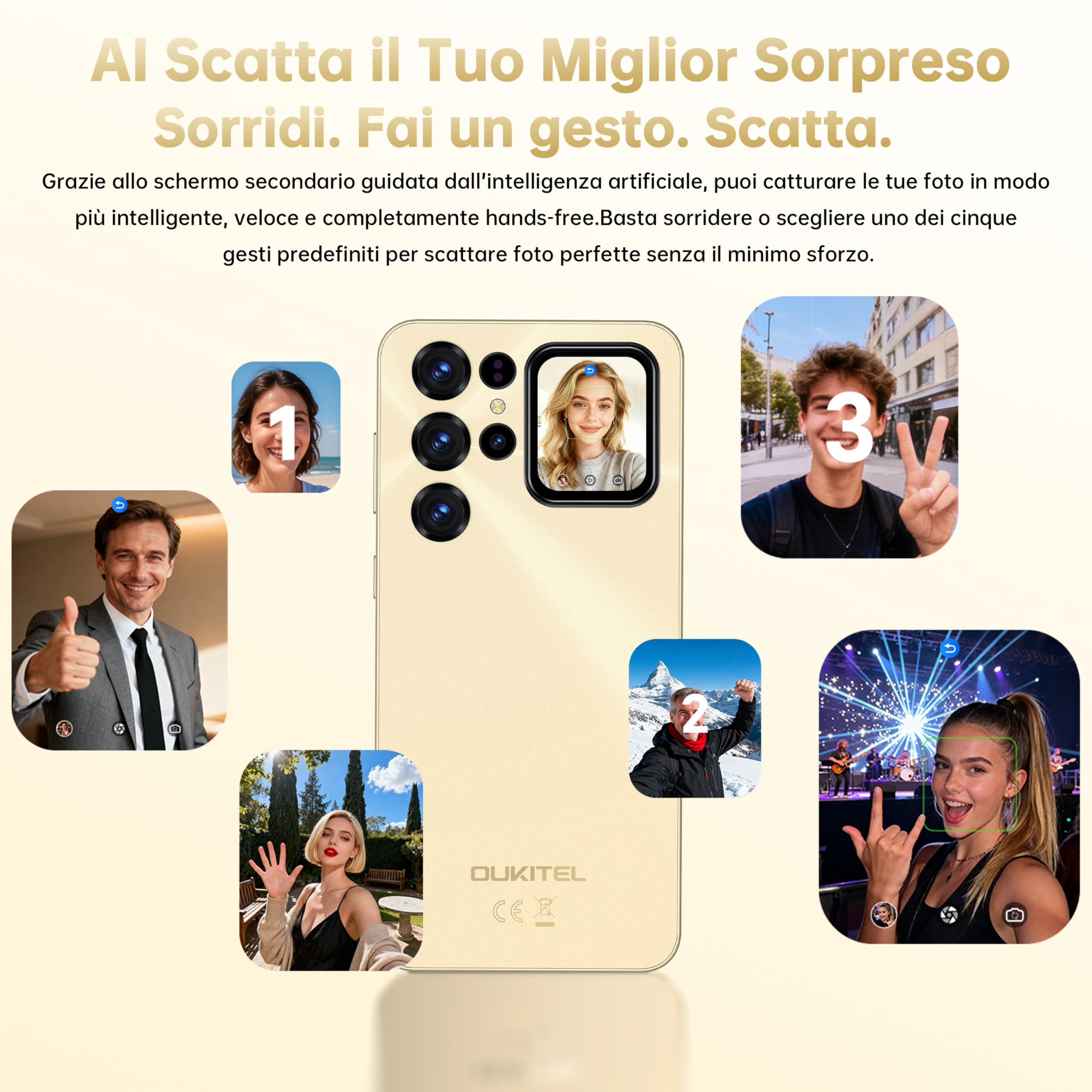 OUKITEL C68 PLUS Smartphone Android - 7.2"HD+ Schermo Grande 120Hz & 1.81" Schermo Posteriore, 24GB RAM+256GB ROM/1TB Telefono Cellulare, 64MP+8MP,6000mAh Cellulari,Dual SIM 4G/Face ID/Fingerprint/NFC