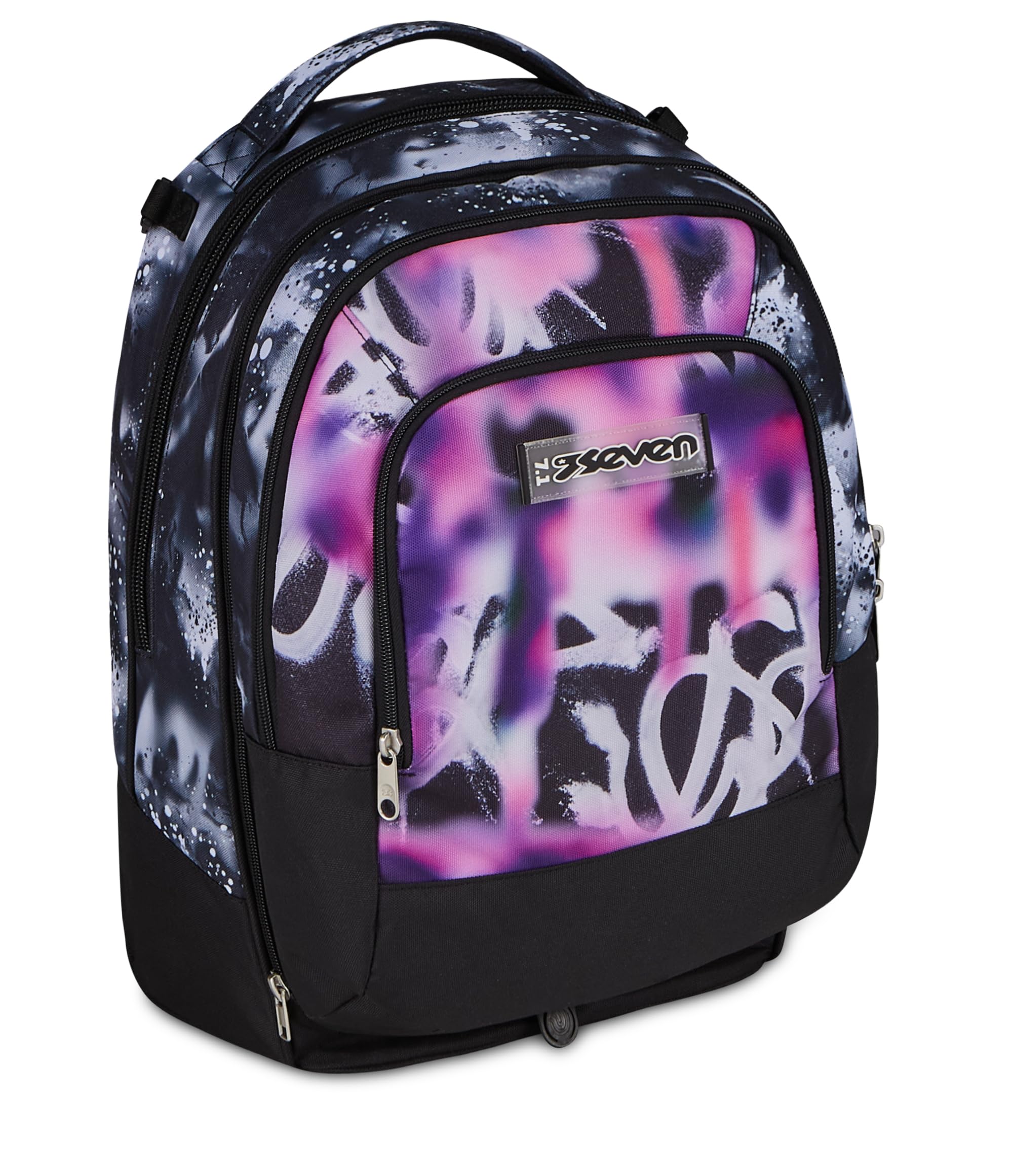 Seven Trolley Scuola Jack 8 Ruote Detach BUZZY NOTE GIRL, Nero, 43 L, Scomponibile, Zainetto staccabile, 4 in 1, Cross-over System, Tasche multifunzione, Scuola elementare e media, Bambina, Ragazza,