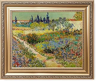 IPIC-Garden at Arles in July. Van Gogh Art Reproduction. Giclee Canvas Prints with Classic Golden Frame. Pic size:20x16 Framed size:26x22