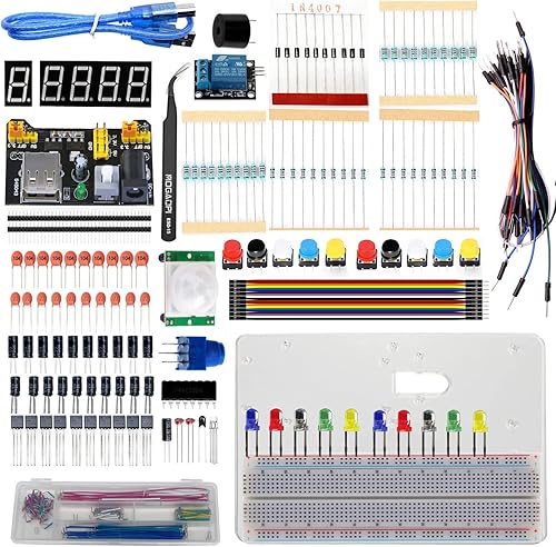 MOGAOPI Kit divertido de componentes electrónicos componente para ArduinoRaspberry Pi tabla de pan módulo de fuente de alimentación cable de puente