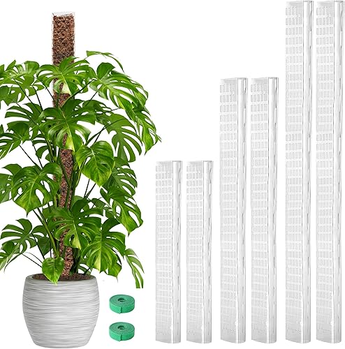 EOX Paquete de 6 postes de musgo de plástico de 24 pulgadas x 2 + 36 x 2 + 48 pulgadas x 2 para Monstera, postes grandes en forma de D para plantas