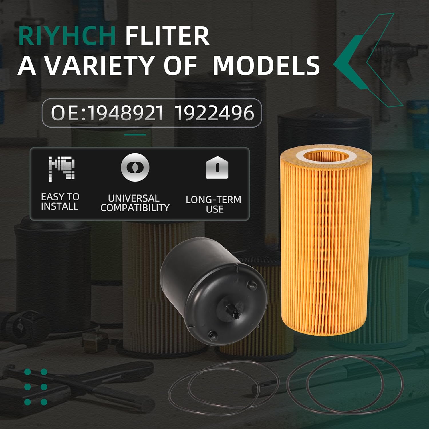 Oil Filter Set Compatible With MX13 MX11 EPA13 Engine For Peterbilt DAF Kenworth Trucks Replaces P55092 1872106 1948921PE P550812 OE# 1948921 & 1922496(Set of 2)