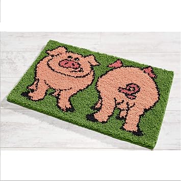 MIAOLLUN Latch Hook Kits, Pig Latch Hook Kits Rug Pattern on Canvas DIY Rug Tapestry Embroidery Set 52X38cm/20.4 Inch X15 Inch