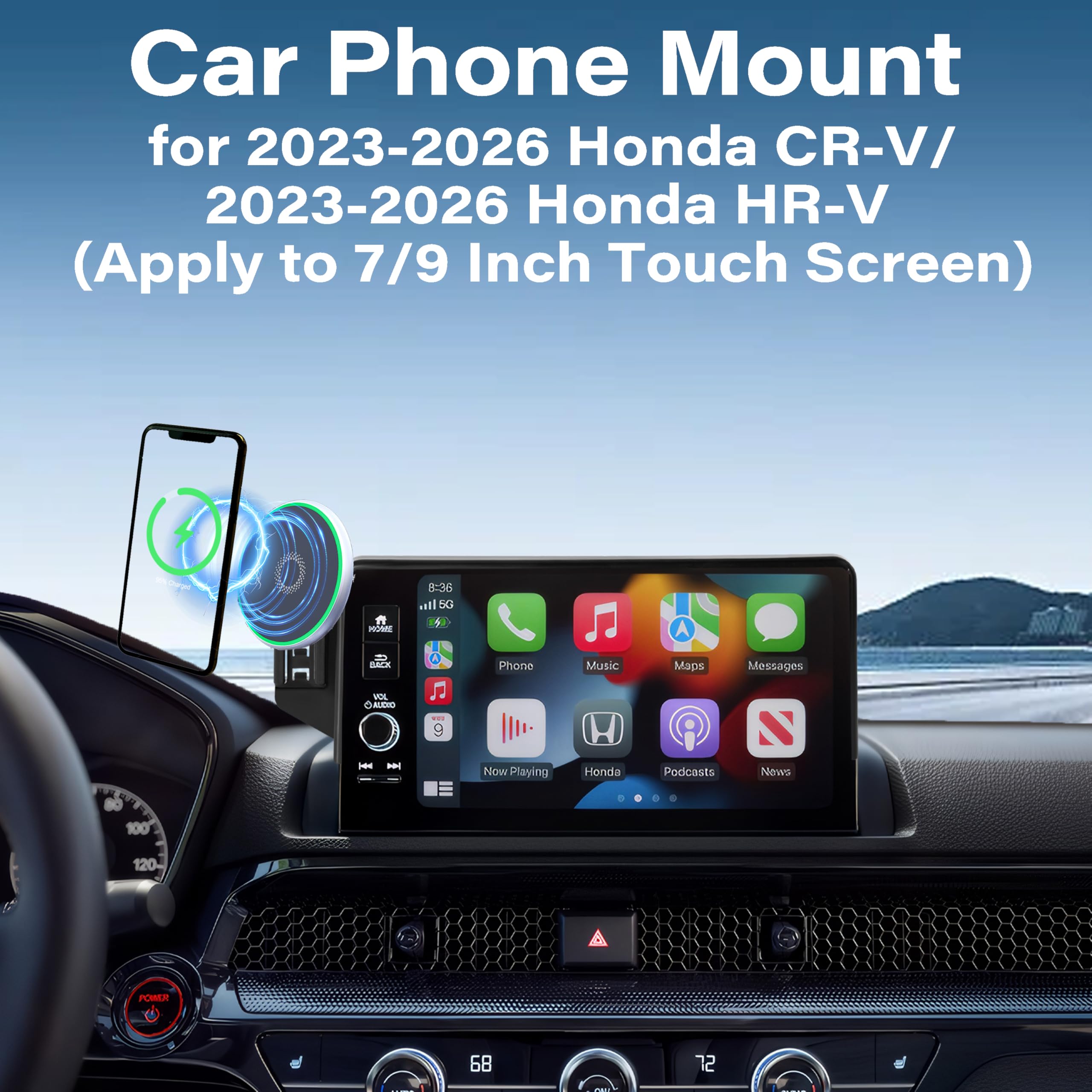 Samochodowy uchwyt na telefon do Honda CR-V 2023-2025/HR-V 2023 2024 2025 akcesoria 15 W szybka bezprzewodowa ładowarka ekran stały klips uchwyt na telefon komórkowy bez użycia rąk obrót