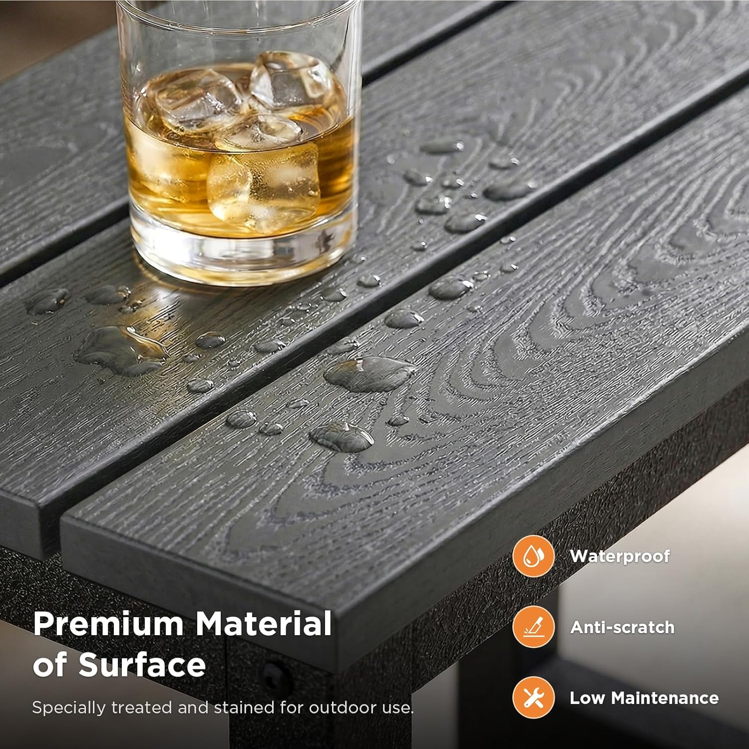 ODK Outdoor Coffee Table with Double-Layer Storage, Rectangle Weather-Resistant Patio Coffee Table for Garden, Balcony, Hot Tub, Poolside, Heavy-Duty Metal Frame, Grey