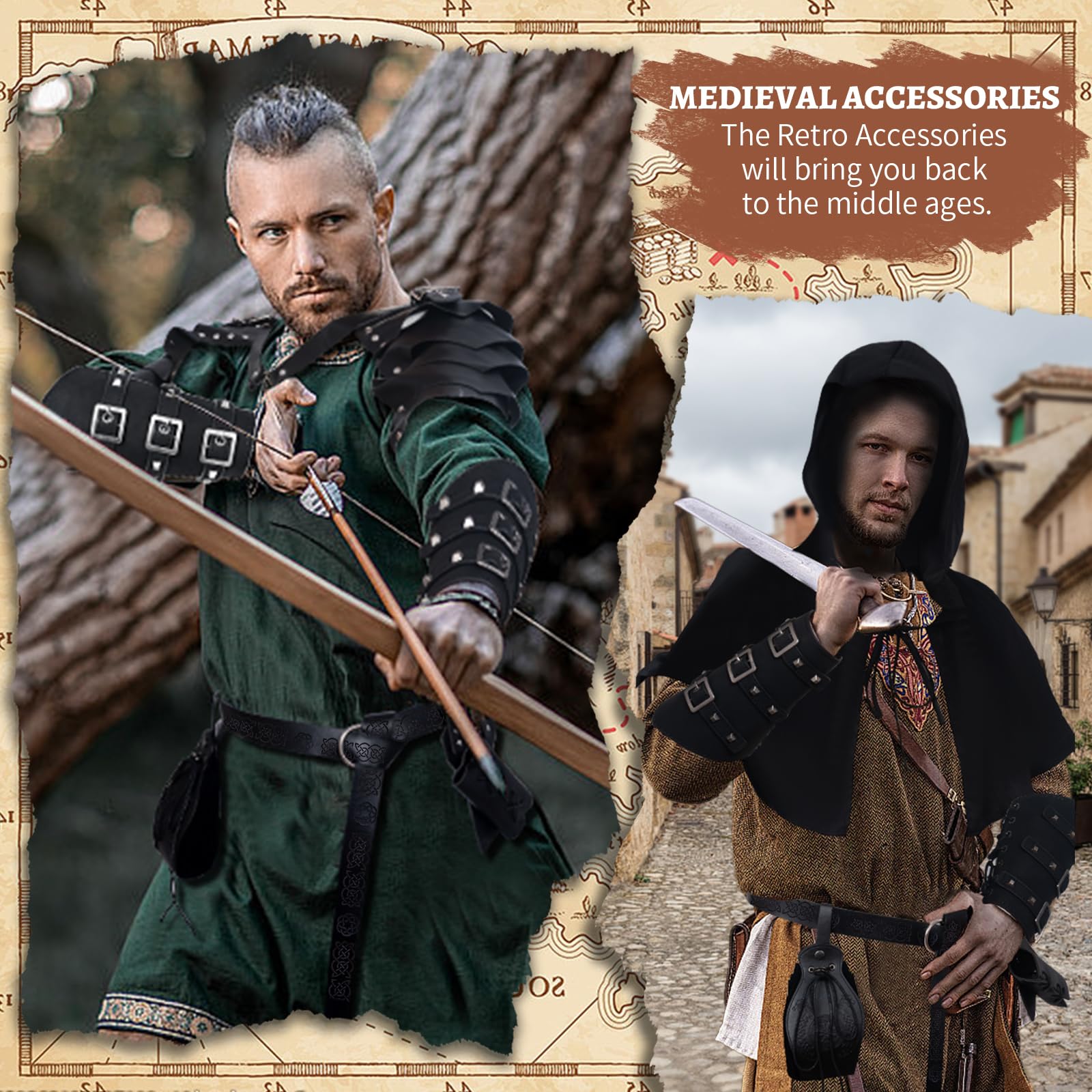 Accessori per cavalieri medievali, set di accessori retrò per cosplay, mago, Halloween