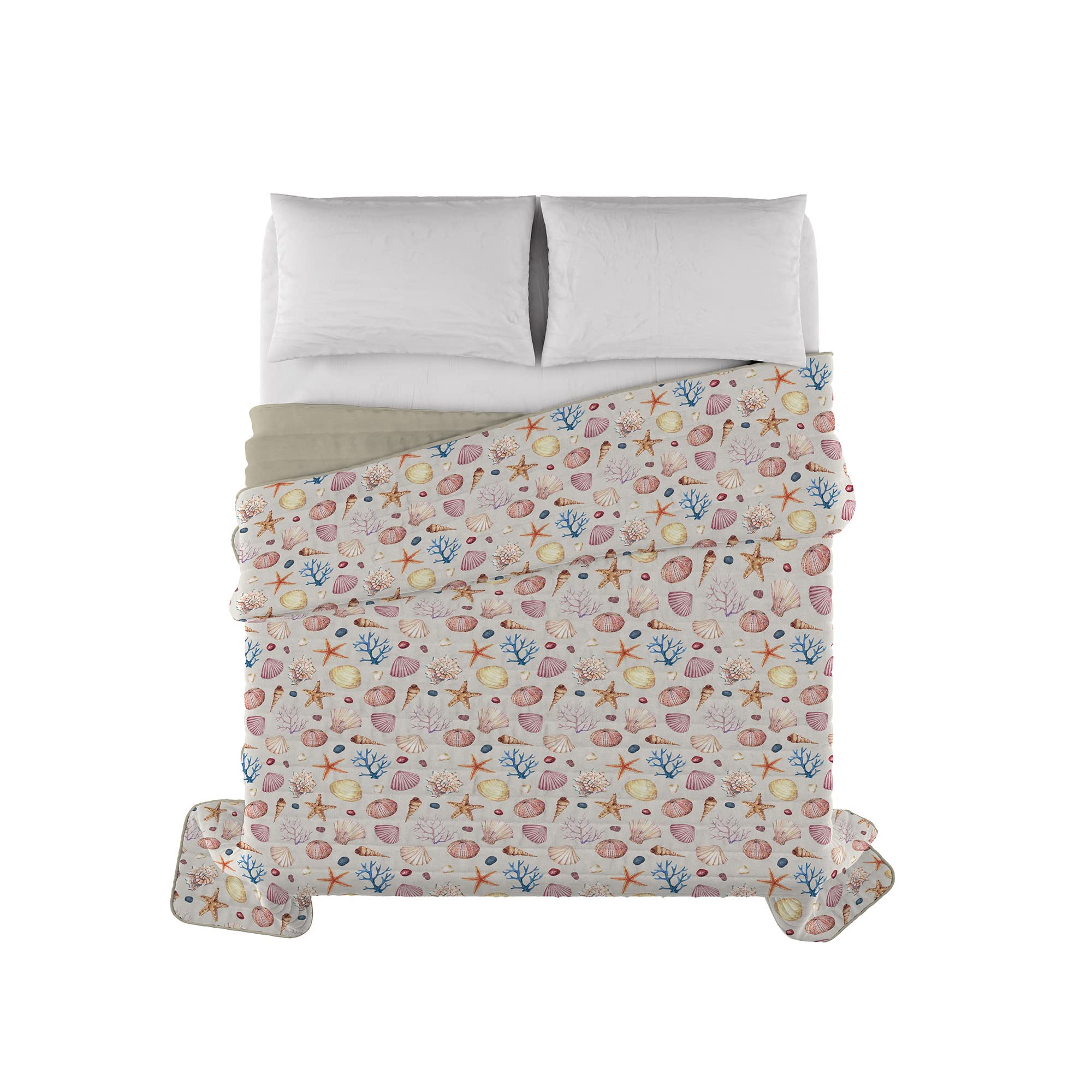 Italian Bed Linen Fantasy Marea Printed Summer Quilt, Microfibre, 260 x 270 cm