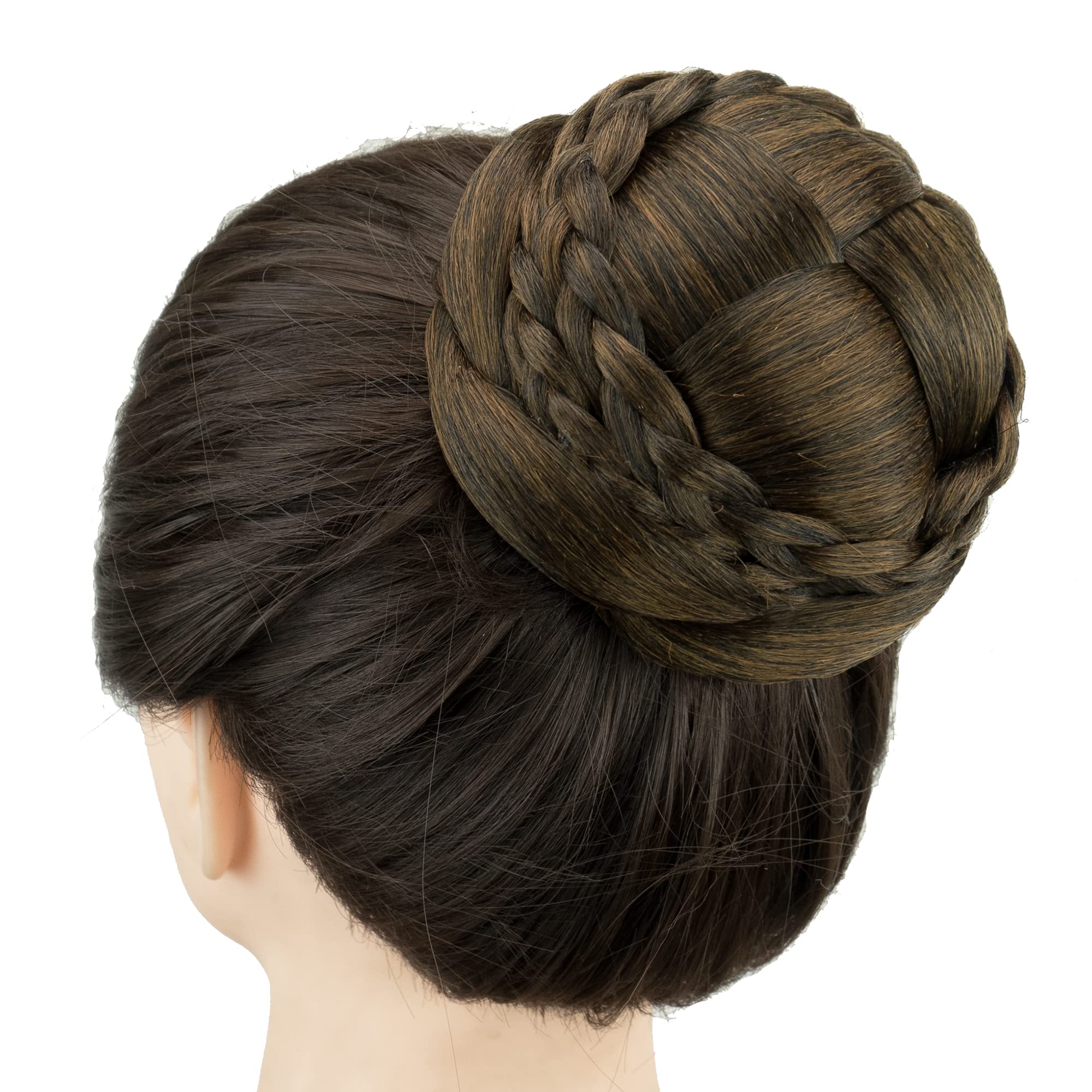IMISSU Hair Bun Wig – Updo Braided Chignon for Women, Donut Hairpiece with Scrunchie, Hair Cover Accessory (Mix Brown)