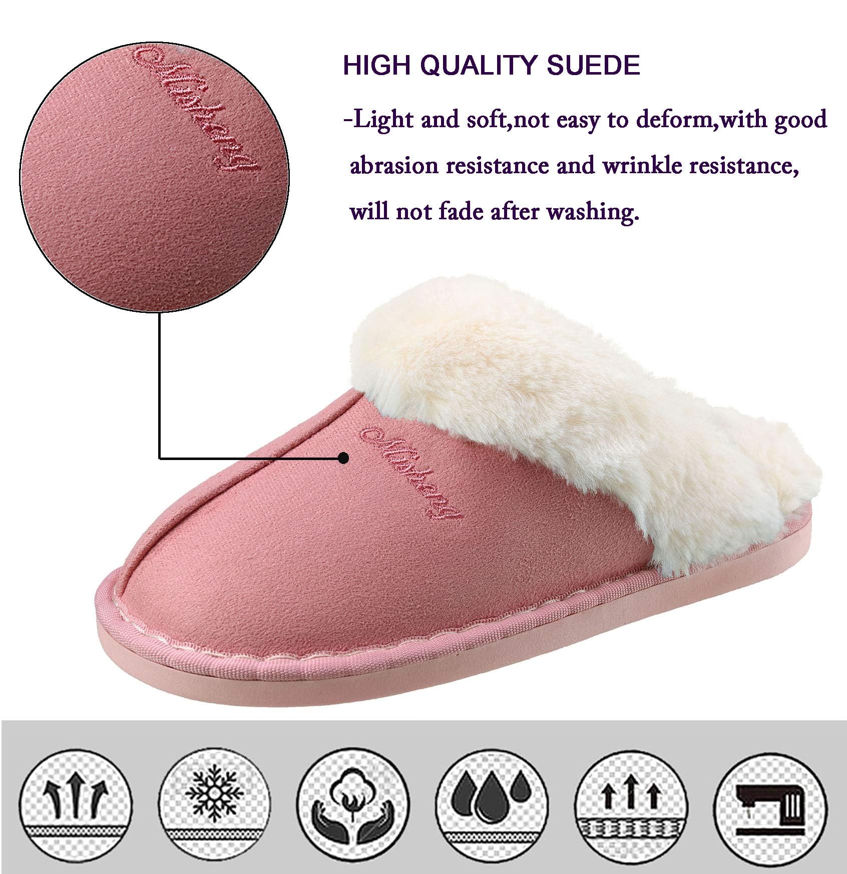 Inverno Pantofole Scamosciate da Donna Morbido Antiscivolo Scarpe Caldo Peluche Uomo Accogliente Memoria Schiuma Pantofole da Casa 34-45EU