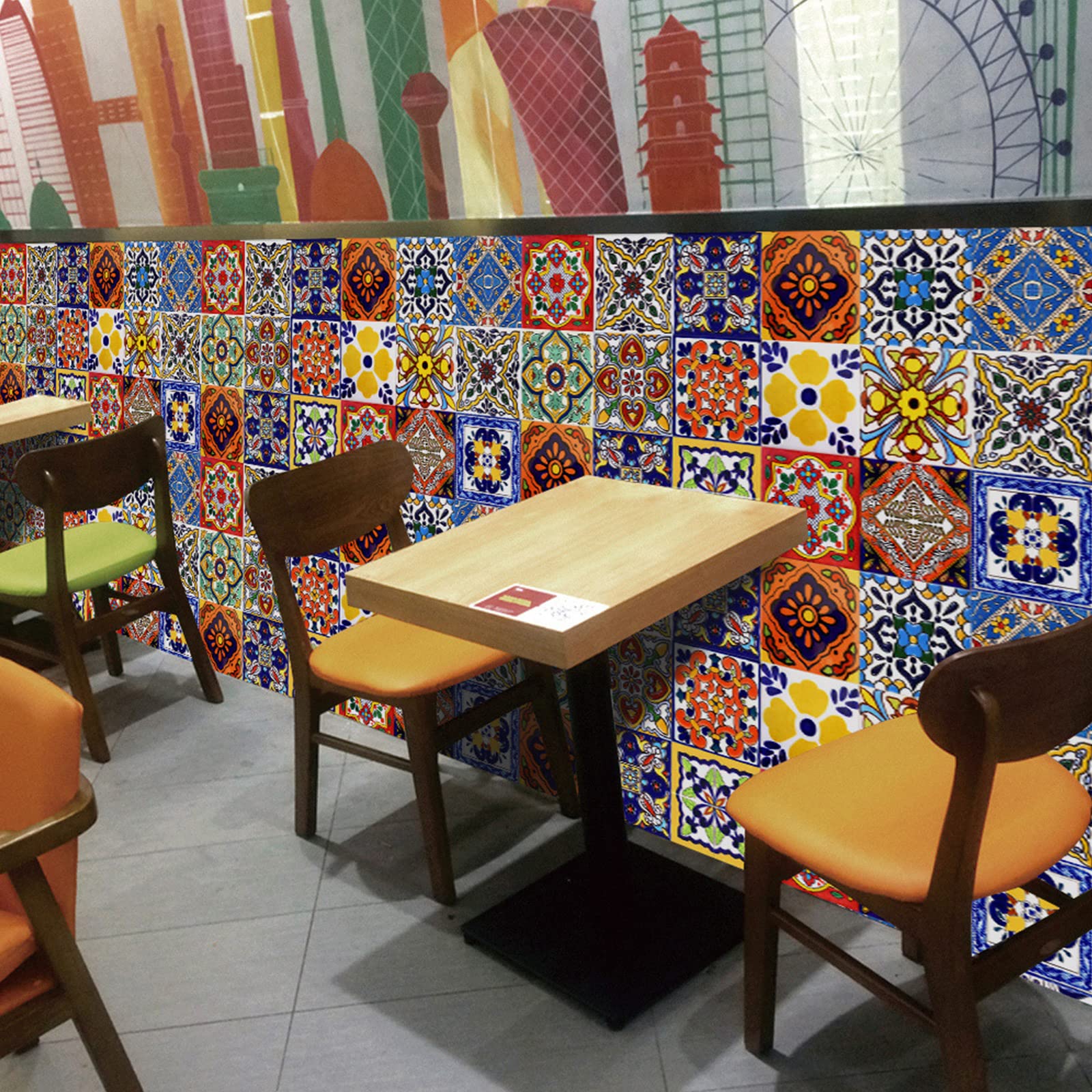 kyaoayo Lot de 24 carreaux mexicains, designs marocains, décoration de carrelage de salle de bain et de cuisine, douche, escaliers, crédence de cuisine (10 x 10 cm)
