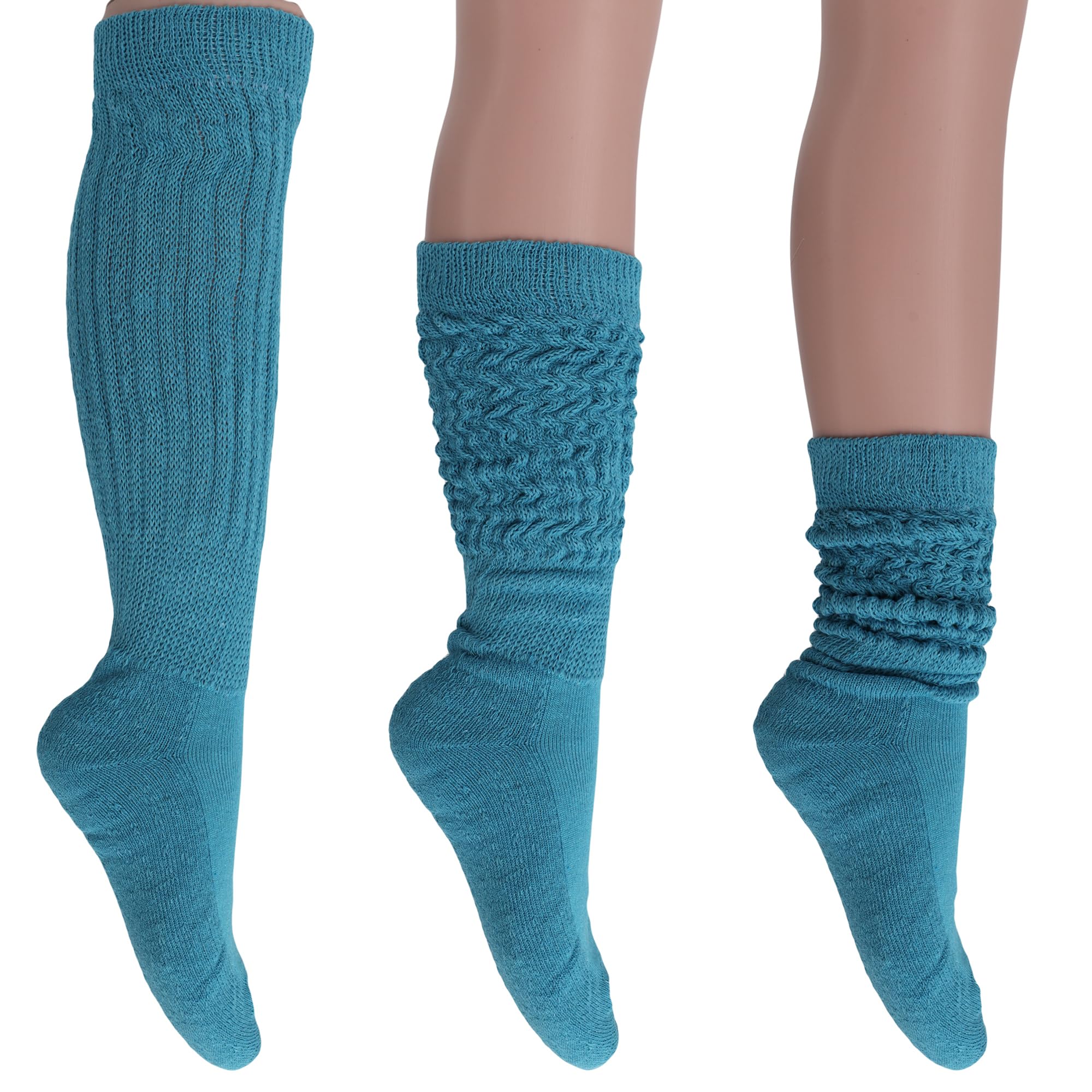 AWS/American Made Slouch Socks Cotton Scrunch Knee High Extra Long and Heavy Socks