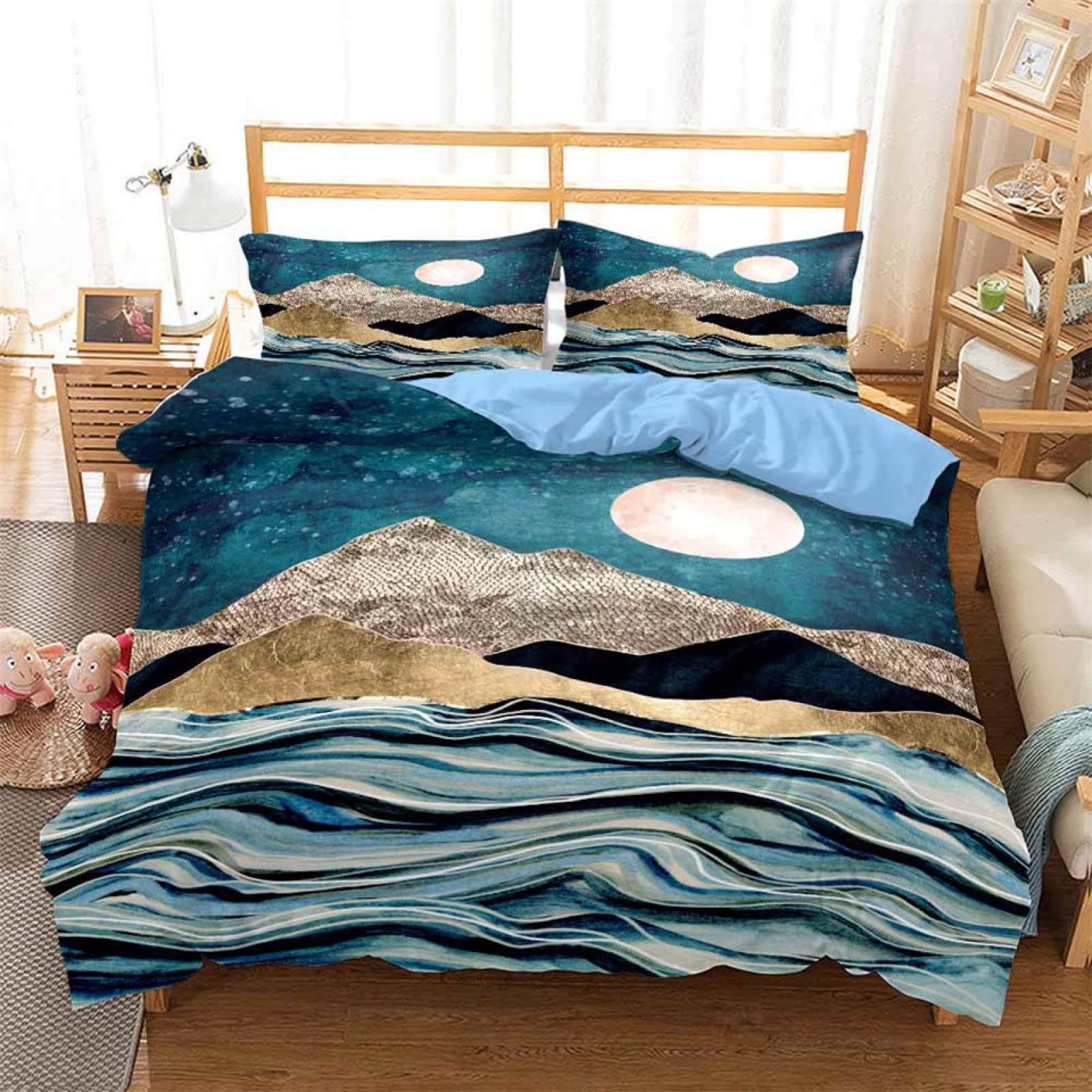Housse de couette 140x200 nuit bleue microfibre douce infroissable enfant