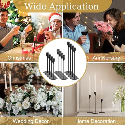 Miniatura 37 de Portavelas cónicos dorados, juego de 3 portavelas de metal para decoración de candelabros, ideal para centro de mesa de manto, bodas, comedor, Oro