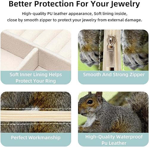 Miniatura 3 de KQNZT Cajas de joyería para mujeres, niñas, caja de joyería portátil, mini joyero, ardilla animal
