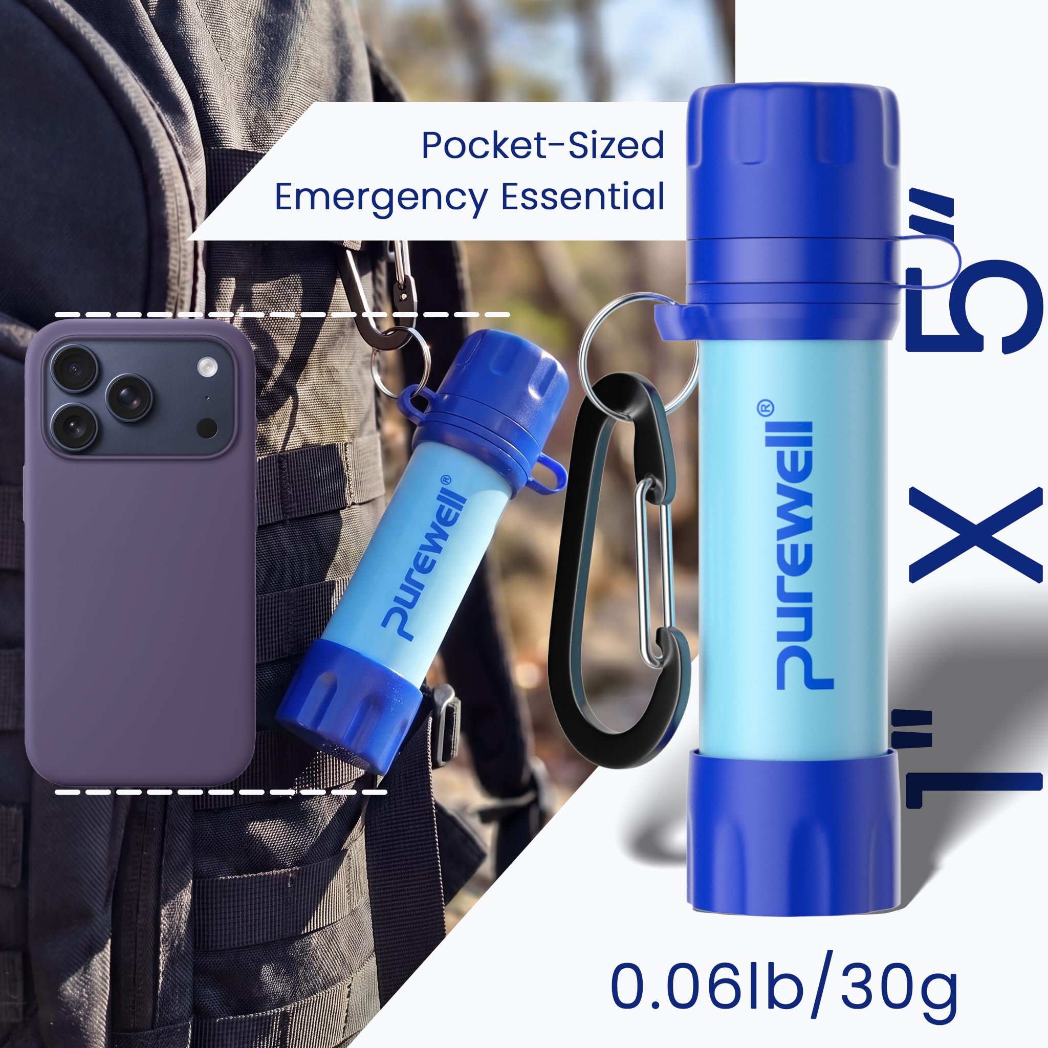 Purewell Filtre à eau d'extérieur portable