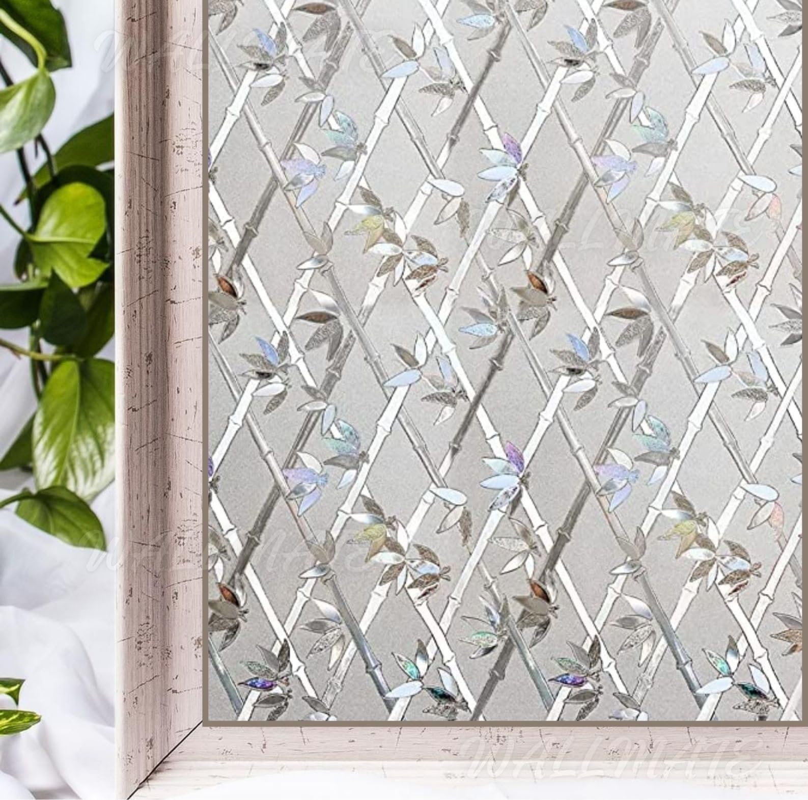 WALLMATE Vinyl Frosted Window Self Adhesive Privacy Glass Film for Office Glass Door Bathroom for Privacy (1 Feet by 3 Feet, Bamboo Cross Pattern Frosted) (B0B3TFXTCP) Amazon Price History, Amazon Price Tracker