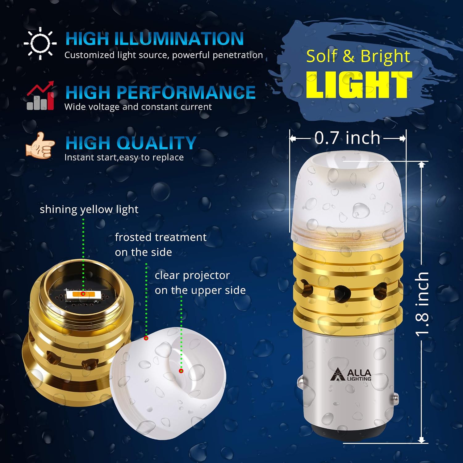 Alla Lighting Mini BAY15D 7528 1157 LED Bulbs Xtreme Super Bright 2525 20W SMD, Turn Signal Lights Replacement 1157NA 198NA 2357NA 2357A 1154 1034A 1157A 2057NA 2057A Amber Yellow
