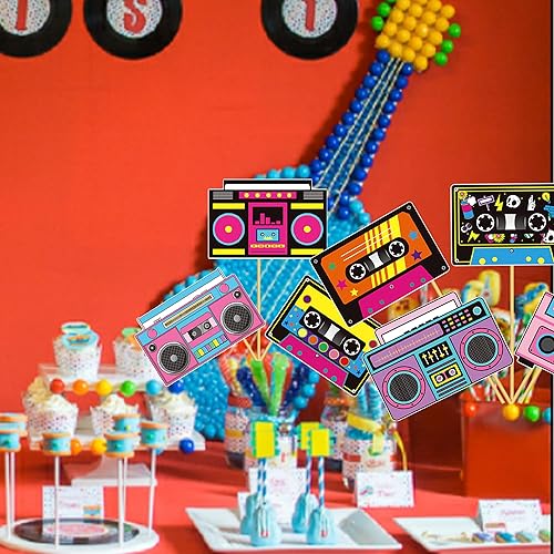 Miniatura 8 de Cinta de casete para decoración de mesa de fiesta, decoración de fiesta Boombox, decoración de fiesta de radio Boom Box Cut 1980, cinta de cassette