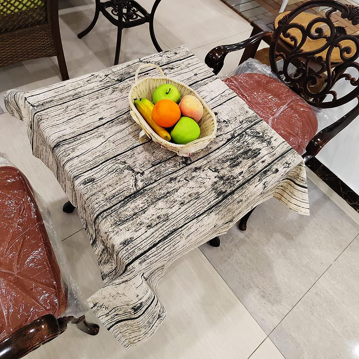 RUIMI Wood Grain Tablecloth with 35.4x35.4inch,Wood Print