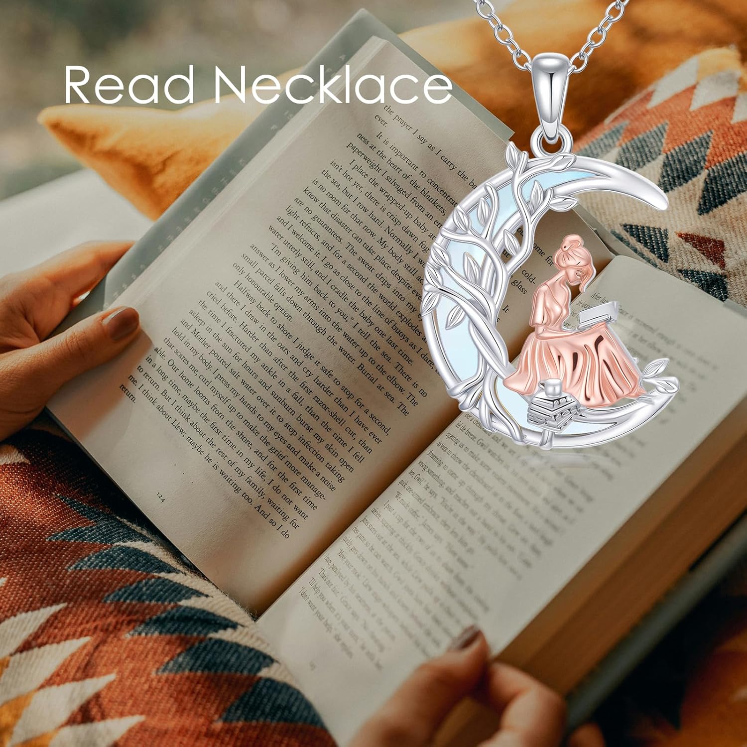 Book Necklace Sterling Silver Art Book Lover Necklace Tree of Life Pendant Jewelry ... - Image 2