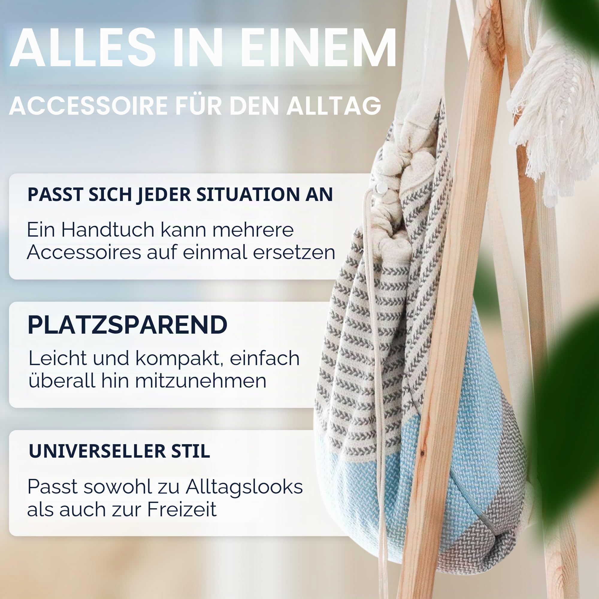 ATANI Türkisches Strandtuch, in eine Tasche umwandelbar, übergroßes Badetuch aus 100 % Baumwolle, leichtes und schnelltrocknendes Strandtuch für Reisen, Picknick, Camping, Yoga und Pool