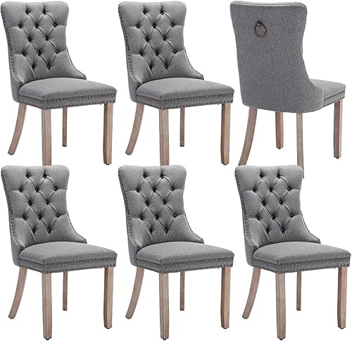 Miniatura 70 de Juego de 4 sillas de comedor de terciopelo negro, sillas de comedor tapizadas con respaldo copetudo con patas de madera maciza, sillas de comedor