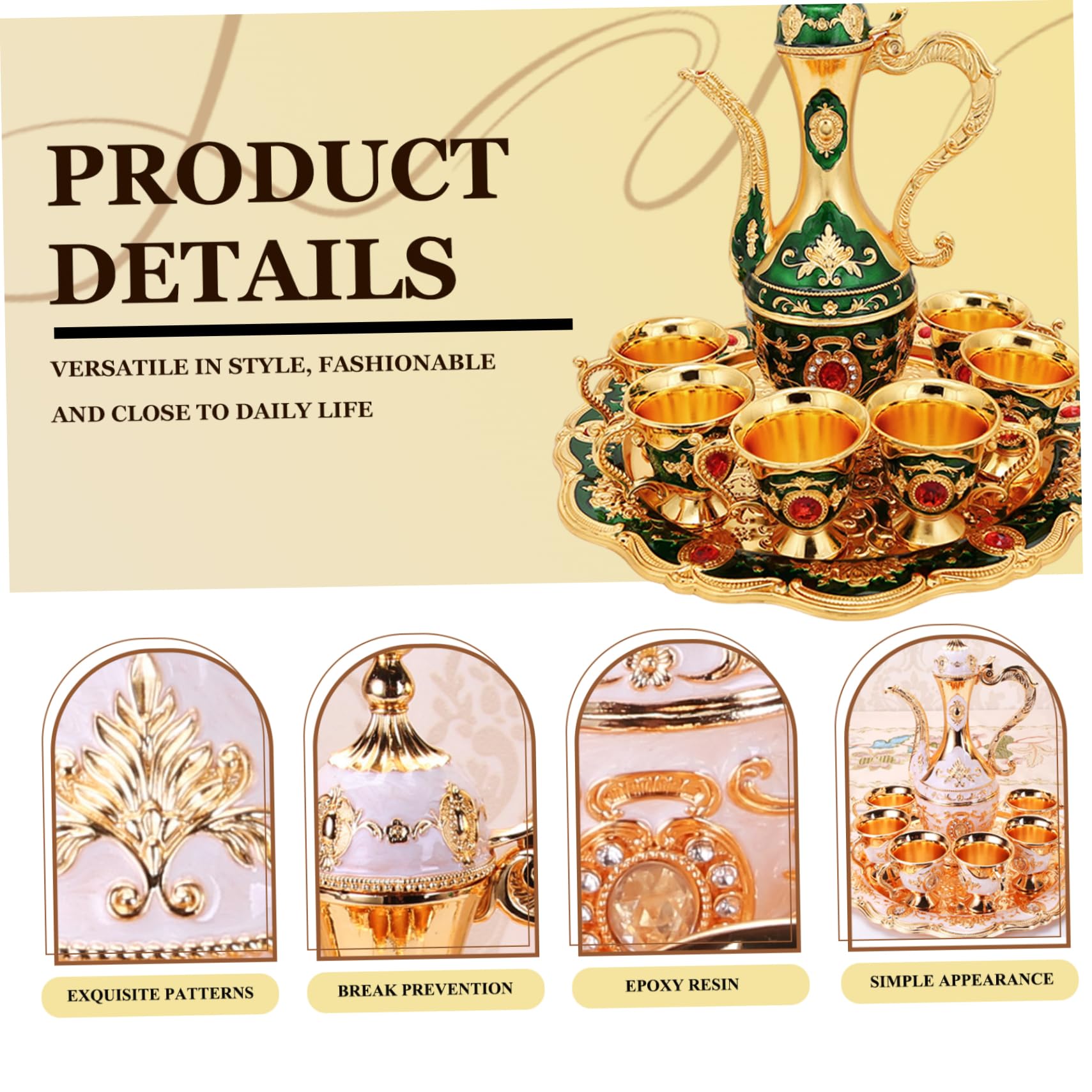 Service à thé marocain 6 pièces, ensemble de tasses à café turques avec Pot, accessoires de cuisine Vintage pour la maison, fête mariage, vert-thé turc